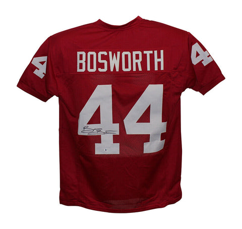 Brian Bosworth Autographed/Signed College Style Red XL Jersey BAS 31146