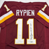 Autographed/Signed Mark Rypien SB XXVI MVP Washington Burgundy Jersey JSA COA