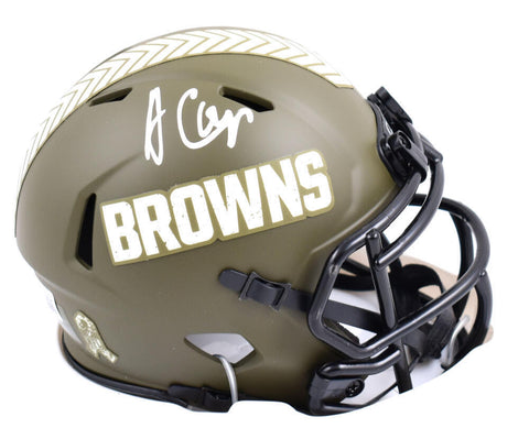 Amari Cooper Signed Browns Salute to Service Speed Mini Helmet- Beckett W Holo