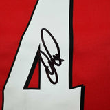 Framed Autographed/Signed Patrick Vieira 35x39 Arsenal Red Soccer Jersey BAS COA