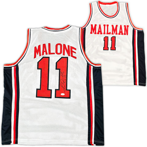 TEAM USA KARL MALONE AUTOGRAPHED SIGNED WHITE JERSEY JSA STOCK #215759