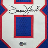 Autographed/Signed Daniel Jones New York Blue Retro Jersey BAS COA