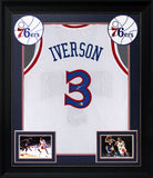 Allen Iverson Signed White 90's Throwback Pro Style Framed Jersey BAS Witnessed