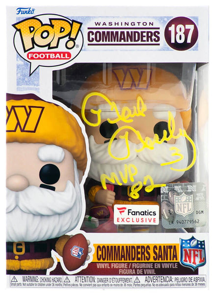 Mark Moseley Signed Commanders SANTA Funko Pop #187 w/MVP'82 - (SCHWARTZ COA)