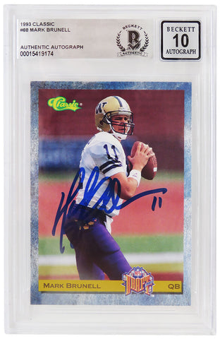 Mark Brunell Signed 1993 Classic Football Rookie Card #88 - (Beckett - Auto 10)