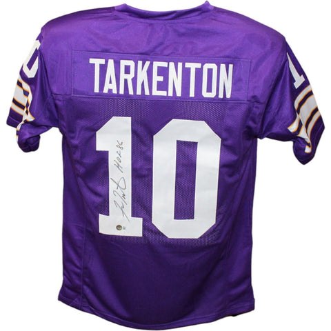 Fran Tarkenton Autographed/Signed Pro Style Purple HOF Jersey Beckett 44019