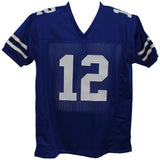 Roger Staubach Autographed/Signed Pro Style Blue XL Jersey BAS 32787