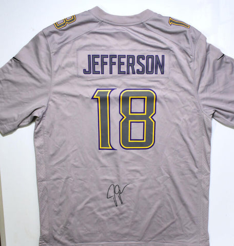 Justin Jefferson Signed Vikings Nike Gray Atmosphere Jersey - Beckett W Hologram