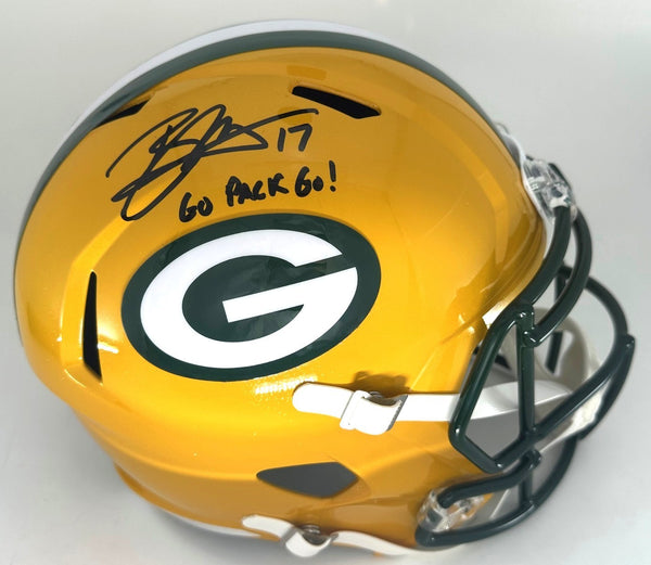 Packers BRANDON McMANUS Signed Full Size Replica Speed Helmet AUTO w/Script JSA