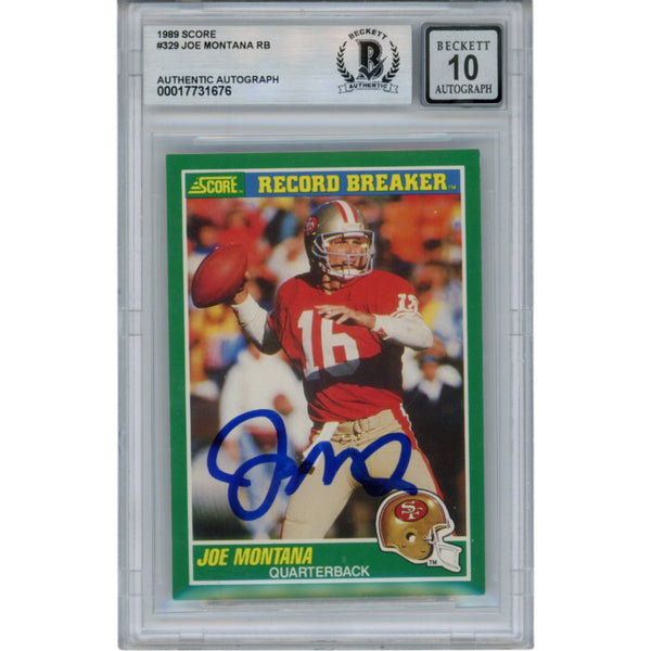 Joe Montana Autographed/Signed 1989 Score #329 Slab Trading Card Beckett 49912
