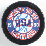 Jack O'Callahan Signed 1980 "Miracle on Ice" Logo Hockey Puck (Beckett) Team USA