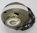 Josh Jacobs Signed Green Bay Packers Salute To Service Replica Helmet Beckett