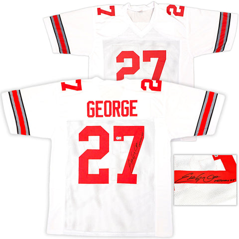 OHIO STATE EDDIE GEORGE AUTOGRAPHED WHITE JERSEY HEISMAN 1995 BECKETT 222845