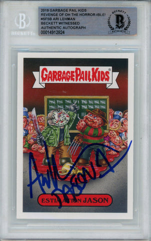 Ari Lehman Signed 2019 Garbage Pail Kids Estimation Jason #SF5B BAS Slab 43063