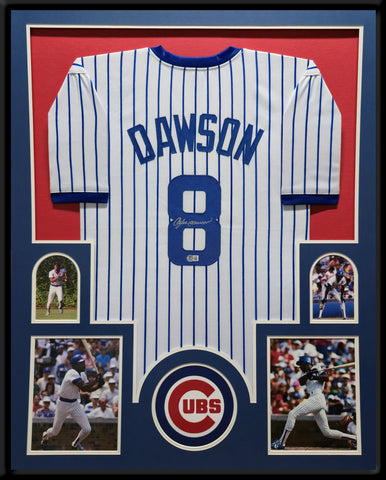 FRAMED CHICAGO CUBS ANDRE DAWSON AUTOGRAPHED SIGNED JERSEY BECKETT HOLO