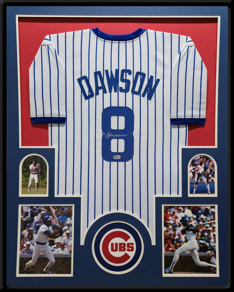 FRAMED CHICAGO CUBS ANDRE DAWSON AUTOGRAPHED SIGNED JERSEY BECKETT HOLO