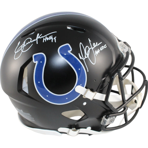 Eric Dickerson Marshall Faulk Signed Indianapolis Colts Pro Helmet HOF BAS 49274