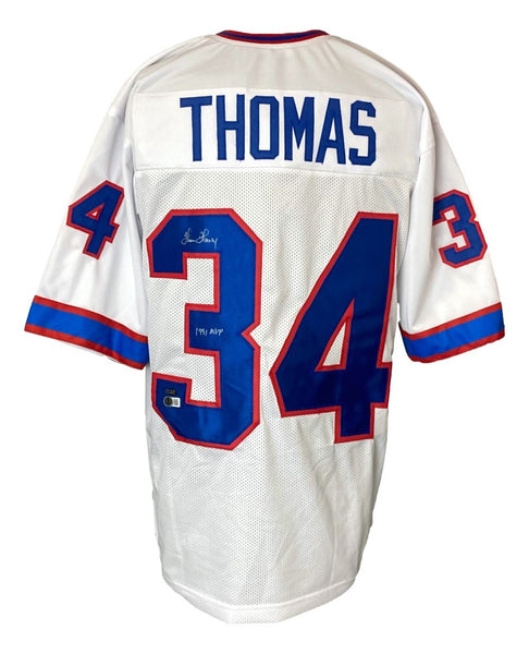 Thurman Thomas Buffalo Signed White Football Jersey 1991 MVP BAS