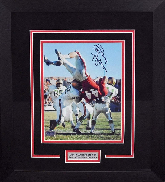 DONNY ANDERSON SIGNED TEXAS TECH RED RAIDERS 8x10 FRAMED PHOTO COA
