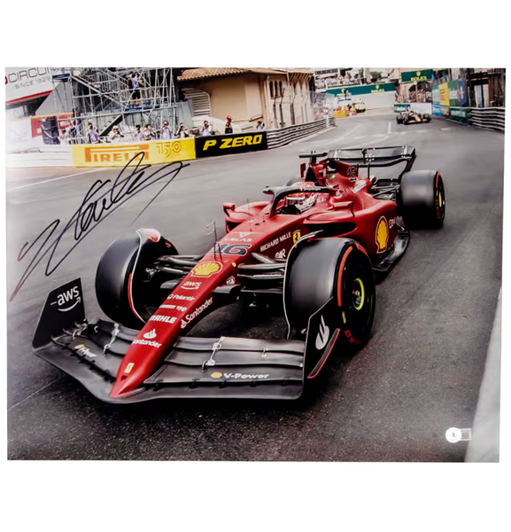 Charles Leclerc Signed Formula 1 Racing Print Size 16'' x 20'' with Beckett COA