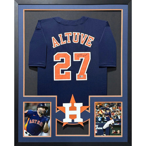 Jose Altuve Autographed Signed Framed Houston Astros Navy Jersey BECKETT