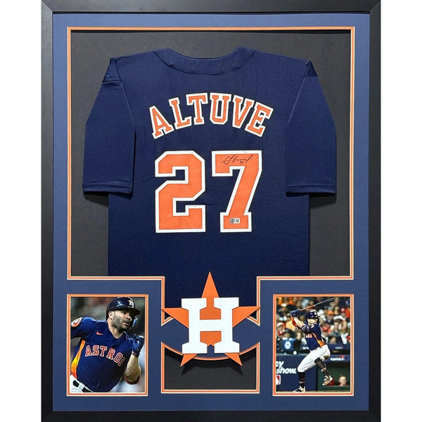 Jose Altuve Autographed Signed Framed Houston Astros Navy Jersey BECKETT