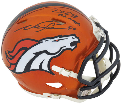 Neil Smith Signed Broncos FLASH Riddell Speed Mini Helmet w/2x Champs - (SS COA)
