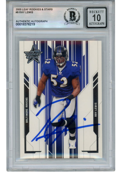 Ray Lewis Autographed 2005 Leaf Rookies & Stars #9 Trading Card Beckett 53025