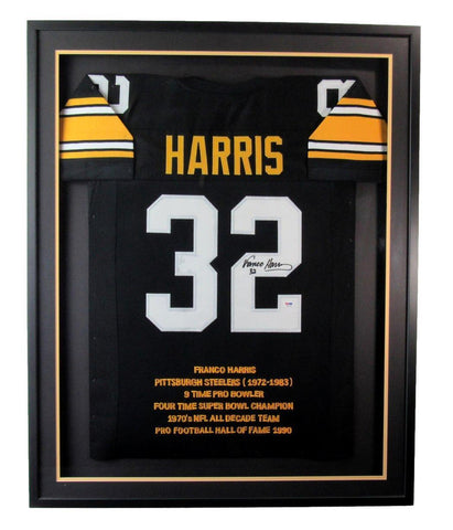 Franco Harris HOF Signed Steelers Football Jersey Framed PSA/DNA 187168