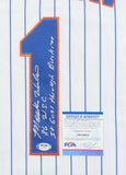 Mookie Wilson Signed New York Mets Jersey Inscribd "It Goes Through Buckner" PSA