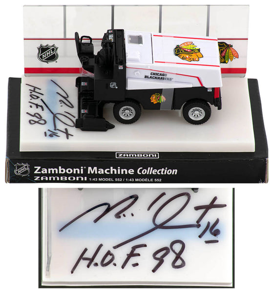 Michel Goulet Signed Chicago Blackhawks NHL Mini Zamboni w/HOF'98 (SCHWARTZ COA)