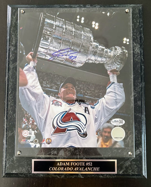 Adam Foote Autographed 8x10 Photo -- Colorado Avalanche with Plaque | JSA COA