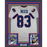 FRAMED Autographed/Signed ANDRE REED 33x42 Buffalo White Football Jersey JSA COA