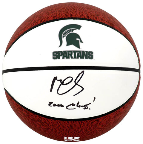 Mateen Cleaves Signed Michigan State White Logo Basketball w/Champs - (SS COA)