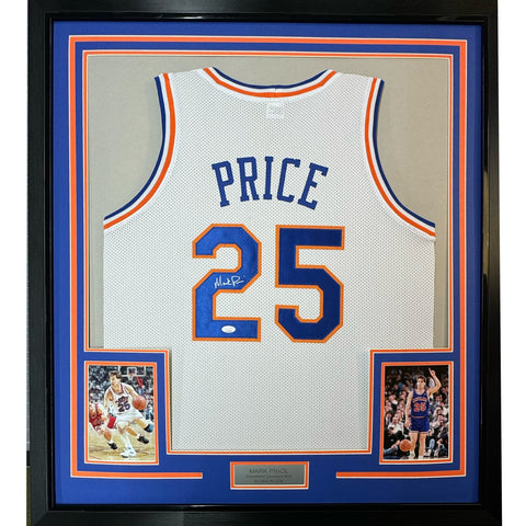 Framed Autographed/Signed Mark Price 35x39 Cleveland White Jersey JSA COA