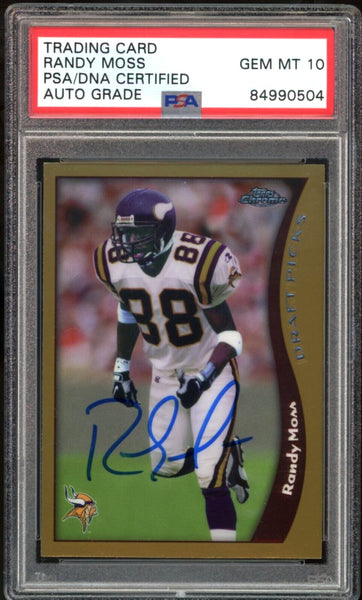 1998 Topps Chrome #35 Randy Moss RC Rookie Vikings On Card PSA Auto GEM MINT 10