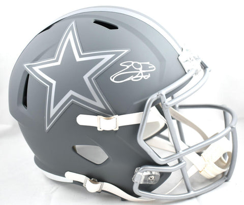 Emmitt Smith Autographed F/S Dallas Cowboys Slate Speed Helmet-Beckett W Holo