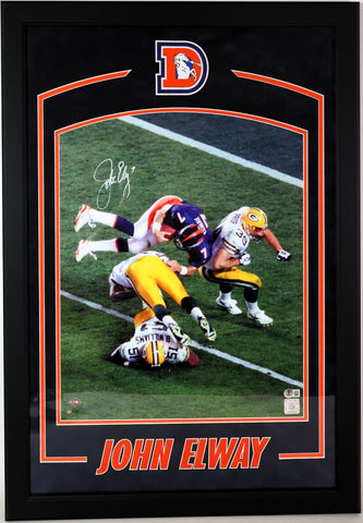 John Elway Autographed Denver Broncos Framed 16x20 Beckett COA