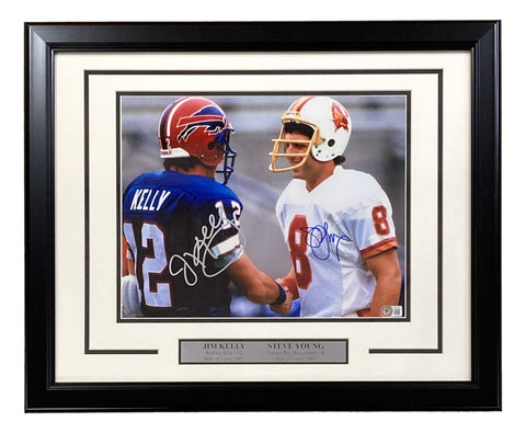 Jim Kelly Steve Young Signed Framed 11x14 NFL Football Photo BAS