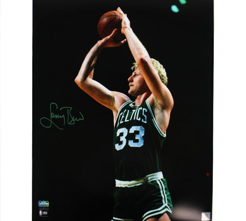 Larry Bird Signed Boston Celtics Unframed 16x20 NBA Photo - Black Background