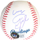 Sandlot Autographed/Signed OML Baseball Tom Guiry +4 Sigs Beckett 42999