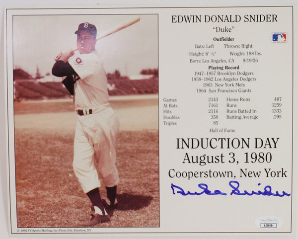 Duke Snider Autographed 8x10 Photograph (JSA COA)