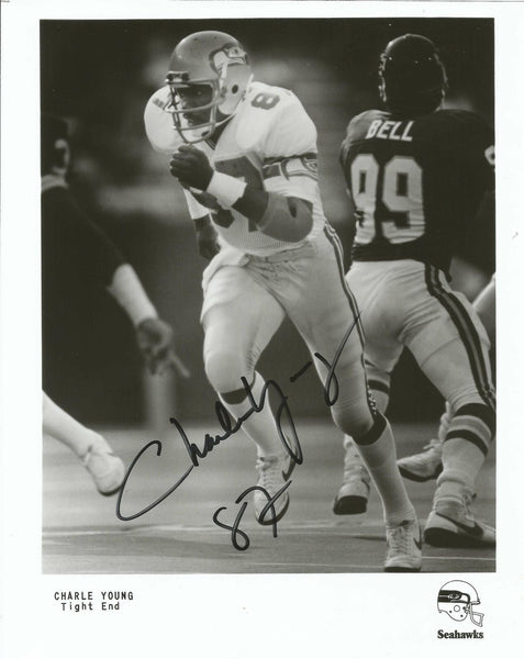 Charlie Young Seattle Seahawks Signed/Autographed 8x10 B/W Photo 150072