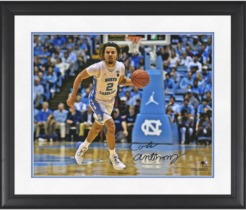 Cole Anthony UNC Tar Heels Framed Autographed 16" x 20" Dribbling Photograph