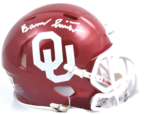 Barry Switzer Signed Oklahoma Sooners Riddell Speed Mini Helmet- Beckett W Holo