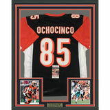 FRAMED Autographed/Signed CHAD OCHOCINCO Johnson 33x42 Black Jersey JSA COA Auto