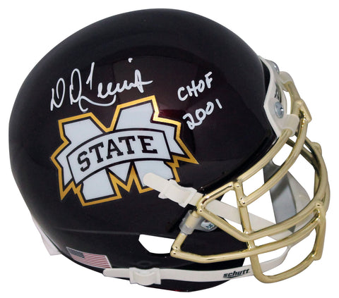 DD LEWIS SIGNED MISSISSIPPI STATE BULLDOGS CHROME MINI HELMET W/ CHOF 2001