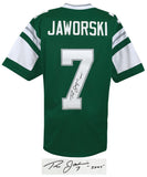 Ron Jaworski Signed Green Throwback Custom Football Jersey w/Jaws (SCHWARTZ COA)