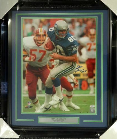 STEVE LARGENT AUTOGRAPHED FRAMED 16X20 PHOTO SEAHAWKS "HOF 95" PSA/DNA ITP 98093