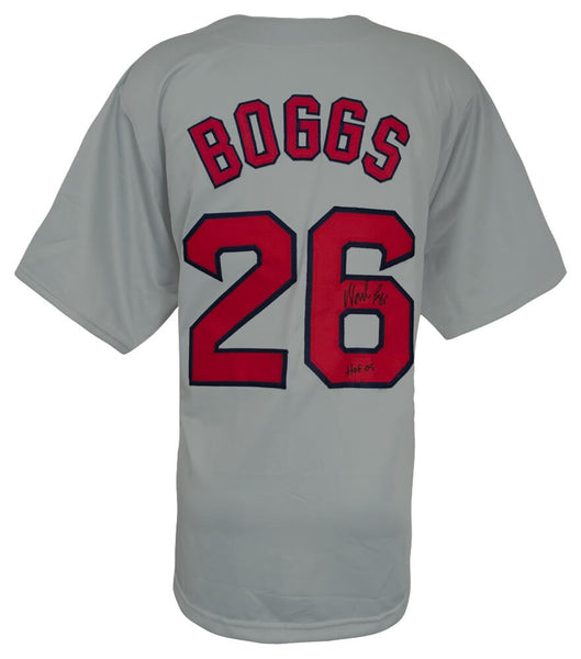 Wade Boggs Signed Grey Custom Baseball Jersey w/HOF'05 - (SCHWARTZ COA)